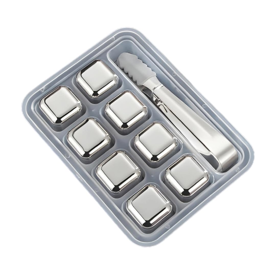 SYGA 8 Stainless Steel Whiskey Stones Ice Cubes with Tongs & Container - Food Grade Quick-Frozen Ice for Wine - Metal Ice Cubes for Chilling Red Wine (B0CW63459Y) Amazon Price History, Amazon Price Tracker