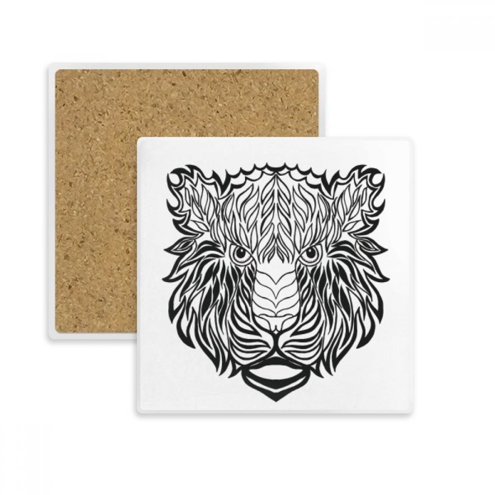 Sous-verre en pierre absorbante motif lion multicolore pour tasses et verres