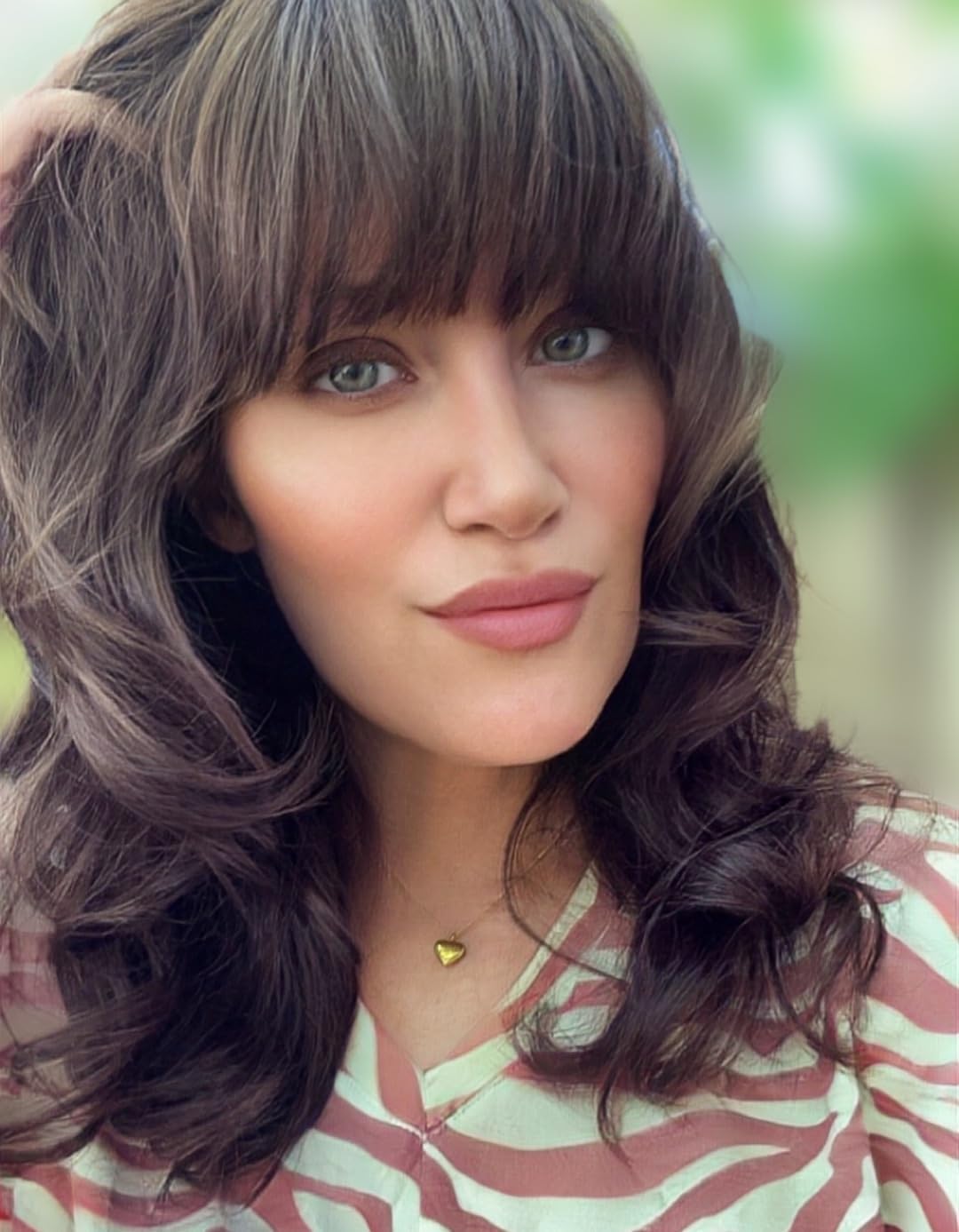 18K gold plated Love engraved heart pendant necklace with 15.5 inch Cuban link chain alternating with flat chain - Image 3