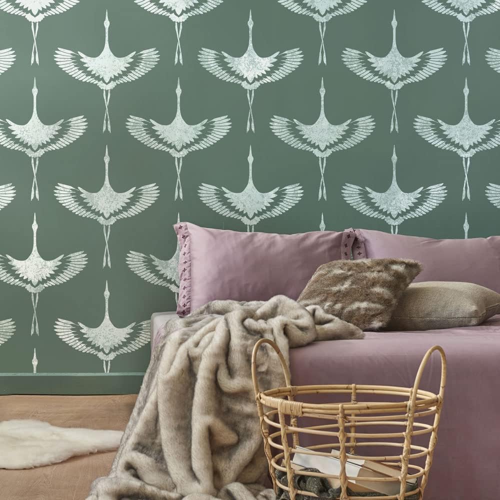 Flying Cranes Wall Stencil - Large DIY Wall Stencils for Home Improvement - Try Reusable Wall Stencils Instead of Wallpaper! (Large)