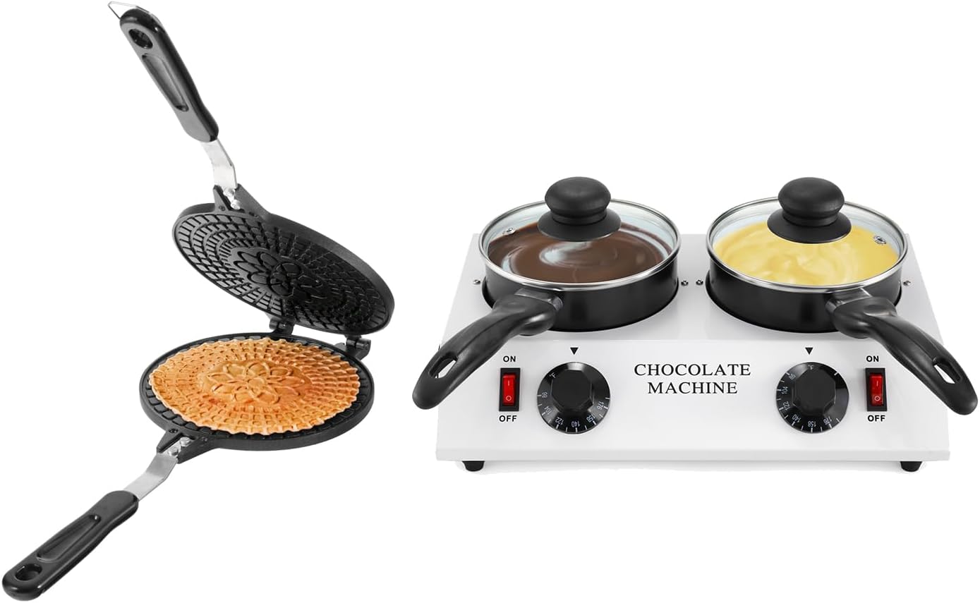 Dyna-Living 80W Chocolate Melting Pot & 6.7'' Waffle Cone Maker for Home Use