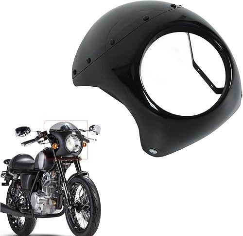 Miniatura 6 de Faro delantero de motocicleta de 7 pulgadas, parabrisas protector universal para la mayoría de las motocicletas Faro redondo negro mate negro