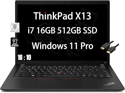 Lenovo ThinkPad X13 Gen 2 13.3" WUXGA (Intel i7-1165G7, 16 GB RAM, 512 GB PCIe SSD) Portátil de negocios ligero, teclado retroiluminado, Thunderbolt