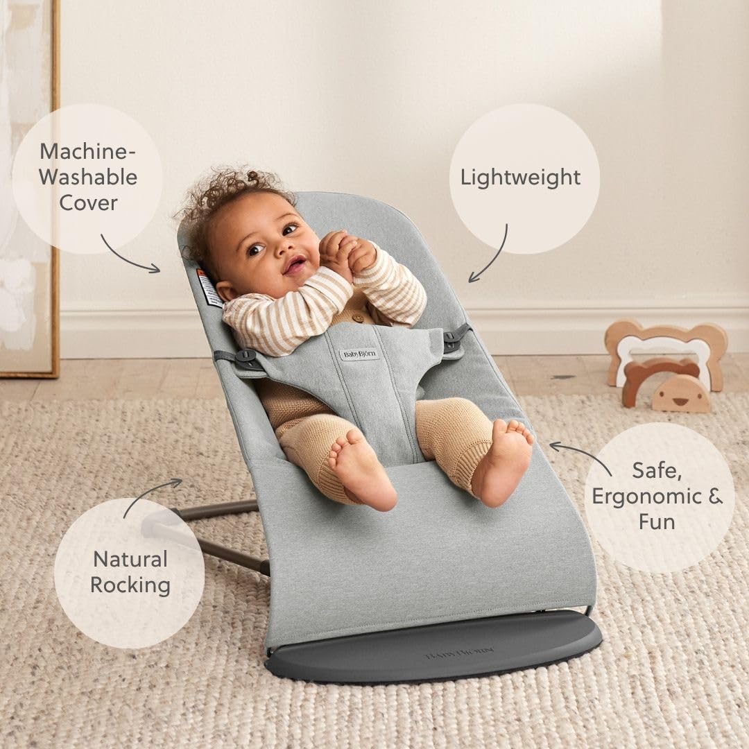 Amazon.com : BabyBjörn Bouncer Bliss, Woven Mélange, Light Grey