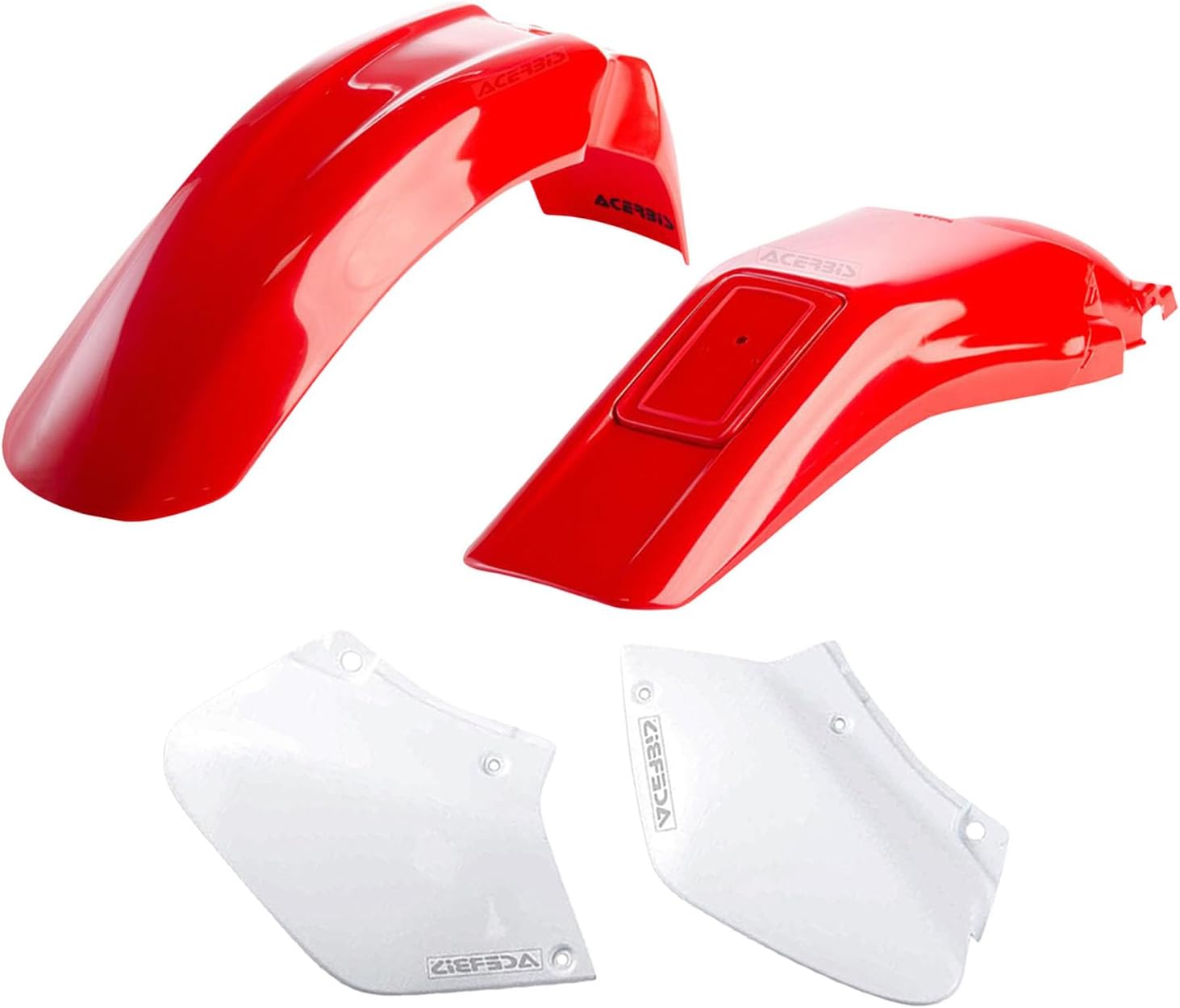 Acerbis OEM Replacement Front & Rear Fender Fighting Red R134 w/Side Panels Ross White NH196 Fits Honda XR250 XR400 1996-2004