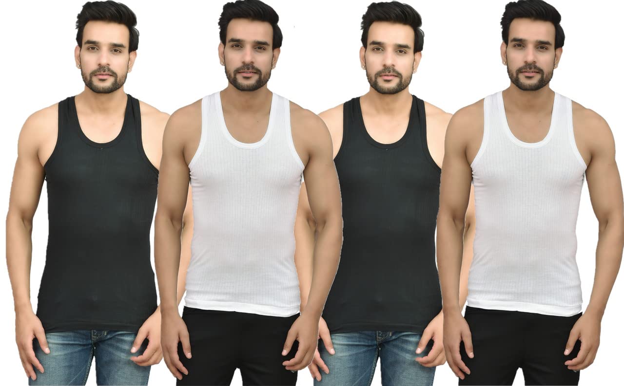 Romeo White & Black Parker/Line Vest for Boys and Men (Pack of 4)-image-33
