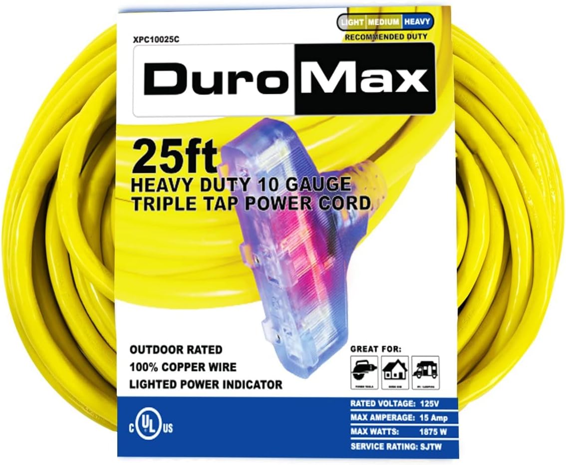 DuroMax XPC10025C Outdoor Extension Cord, XPC10025C, Yellow