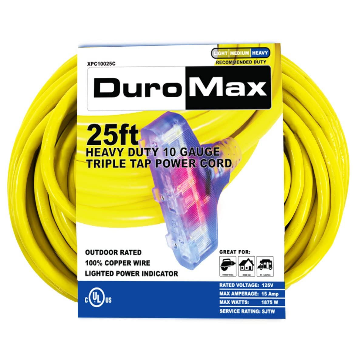 DuroMax XPC10025C - Cable de extensión para Exteriores, XPC10025C