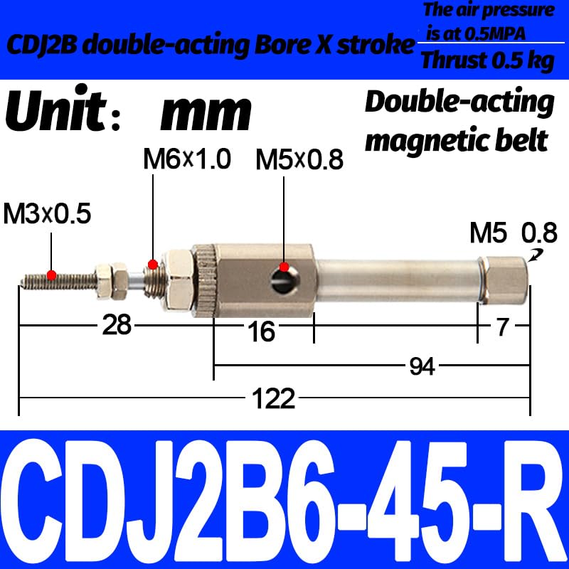 Vérin double effet miniature CDJ2B6 à double action précise - 2