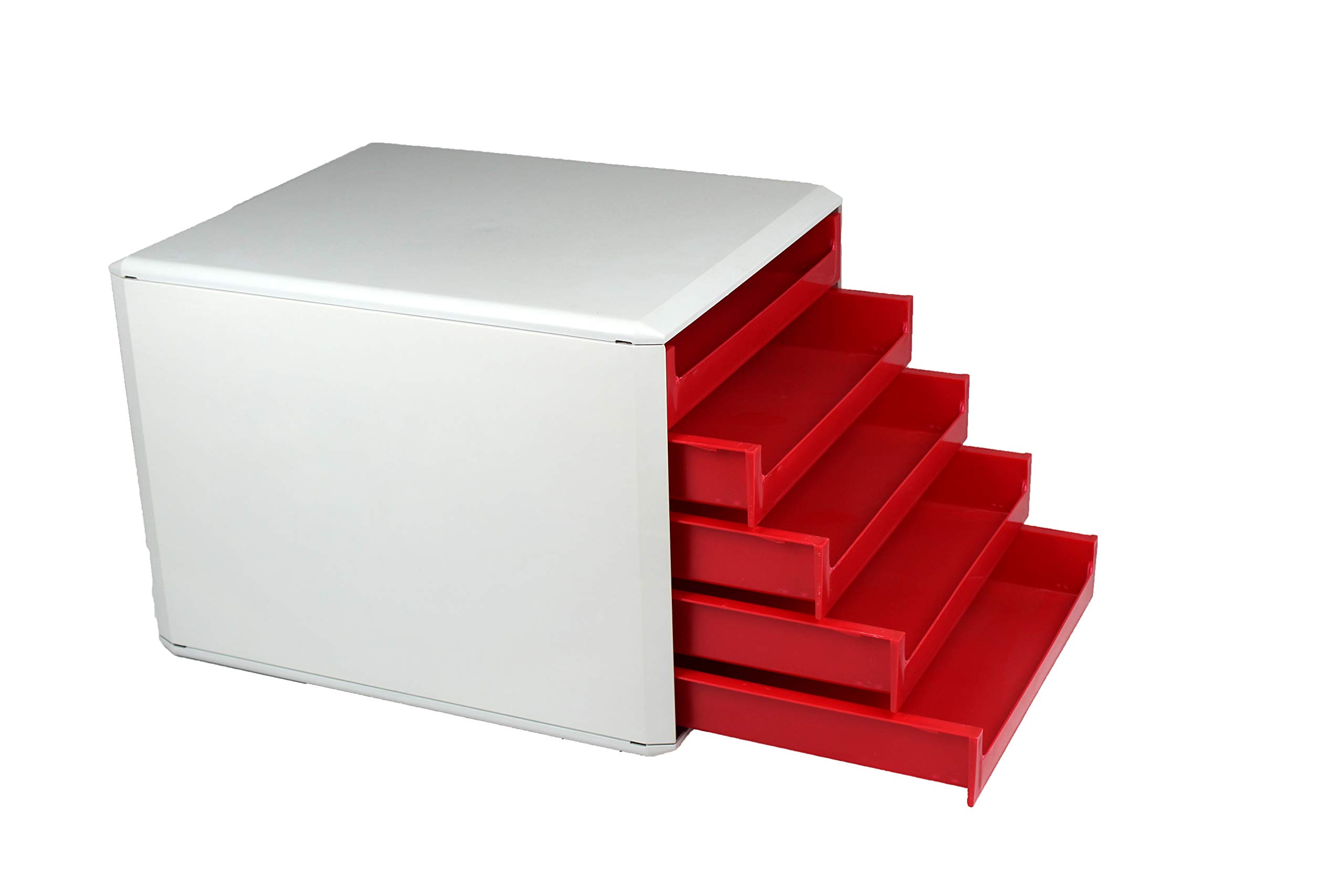 Metzger & Mendle 5 Drawer Unit A4-C4 Light Grey/red