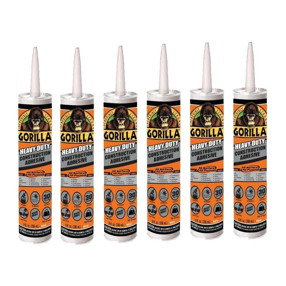 Gorilla 8010001-6 Heavy Duty Construction Adhesive (6 Pack), 9 oz, White (B07VRP4T67) Amazon Price History, Amazon Price Tracker