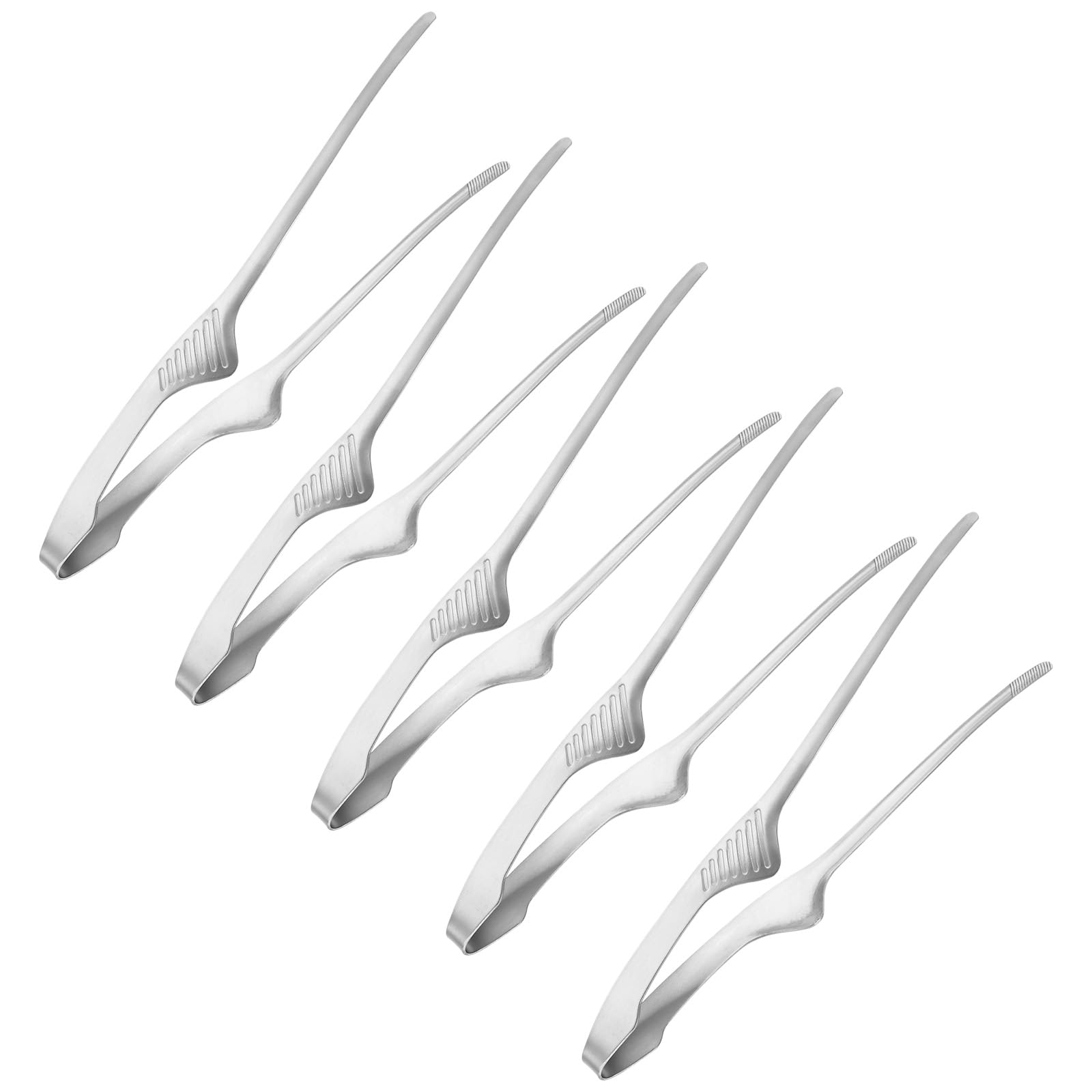 M METERXITY 5 pinzas coreanas y japonesas para barbacoa de 9.5 pulgadas, de acero inoxidable 304, antideslizantes, para parrilla, ensalada, campamento, cocina, color plateado