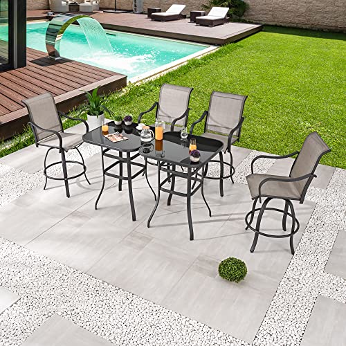 Image of LOKATSE HOME Outdoor Swivel Bistro Stool Set of 4 for Balcony, Poolside, Backyard, Garden, Grey