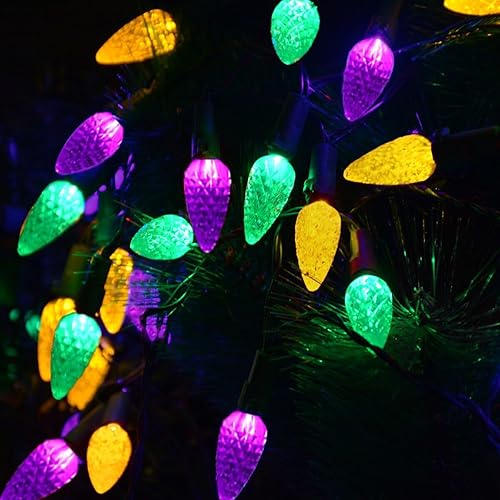 Miniatura 3 de Luces solares de Halloween, luces de Navidad, tira de luces C6 de fresa, luces de Mardi Gras, 50 LED, 8 modos, impermeable, uso al aire libre, para