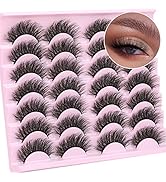 ALPHONSE Fluffy Wispy Lashes Faux Mink Eyelashes 14 Pairs 6D High Volume 18MM Natural Look False ...