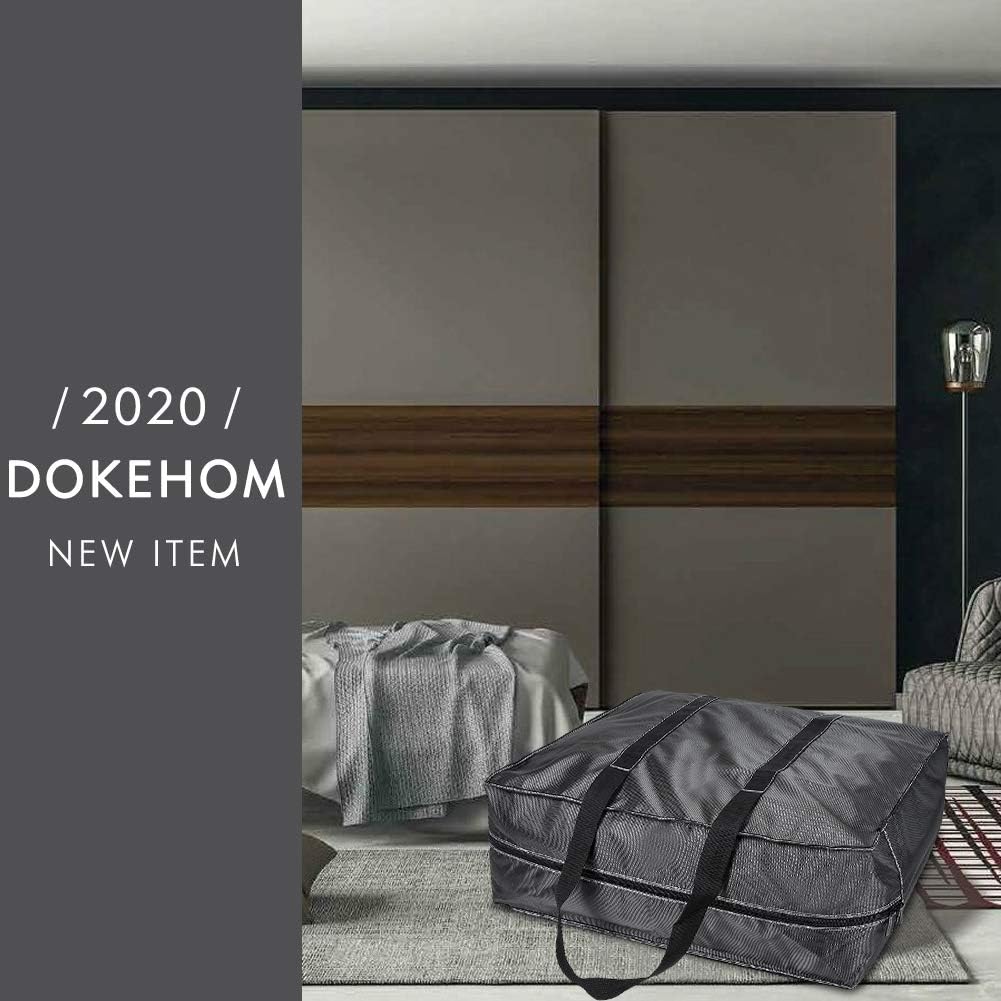 DOKEHOM 130L Thickened X-Large Underbed Clothes Storage Bag with Zip, Moisture proof (Dark Grey, XL)
