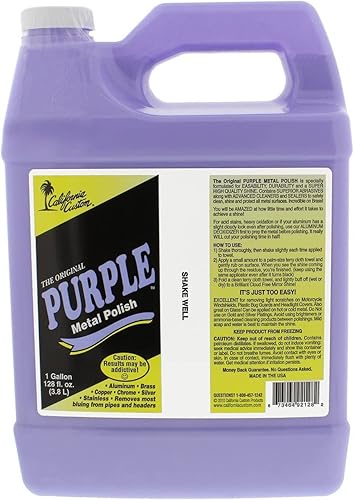 Productos Pulidor de metal morado de 1 galón de tamaño Sin silicona, seguro para carrocería, ideal para aluminio, latón, cobre, cromo, plata,