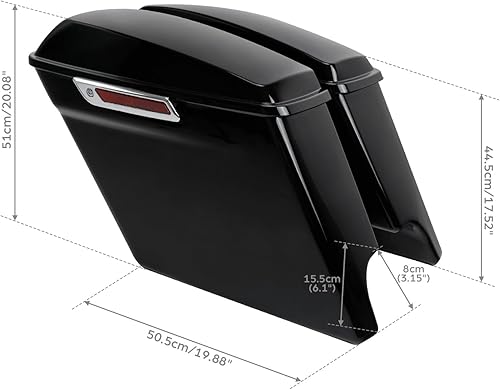 Miniatura 3 de TCT-MOTORPARTS - Alforjas extensas de 5 pulgadas y guardabarros trasero, color negro vívido