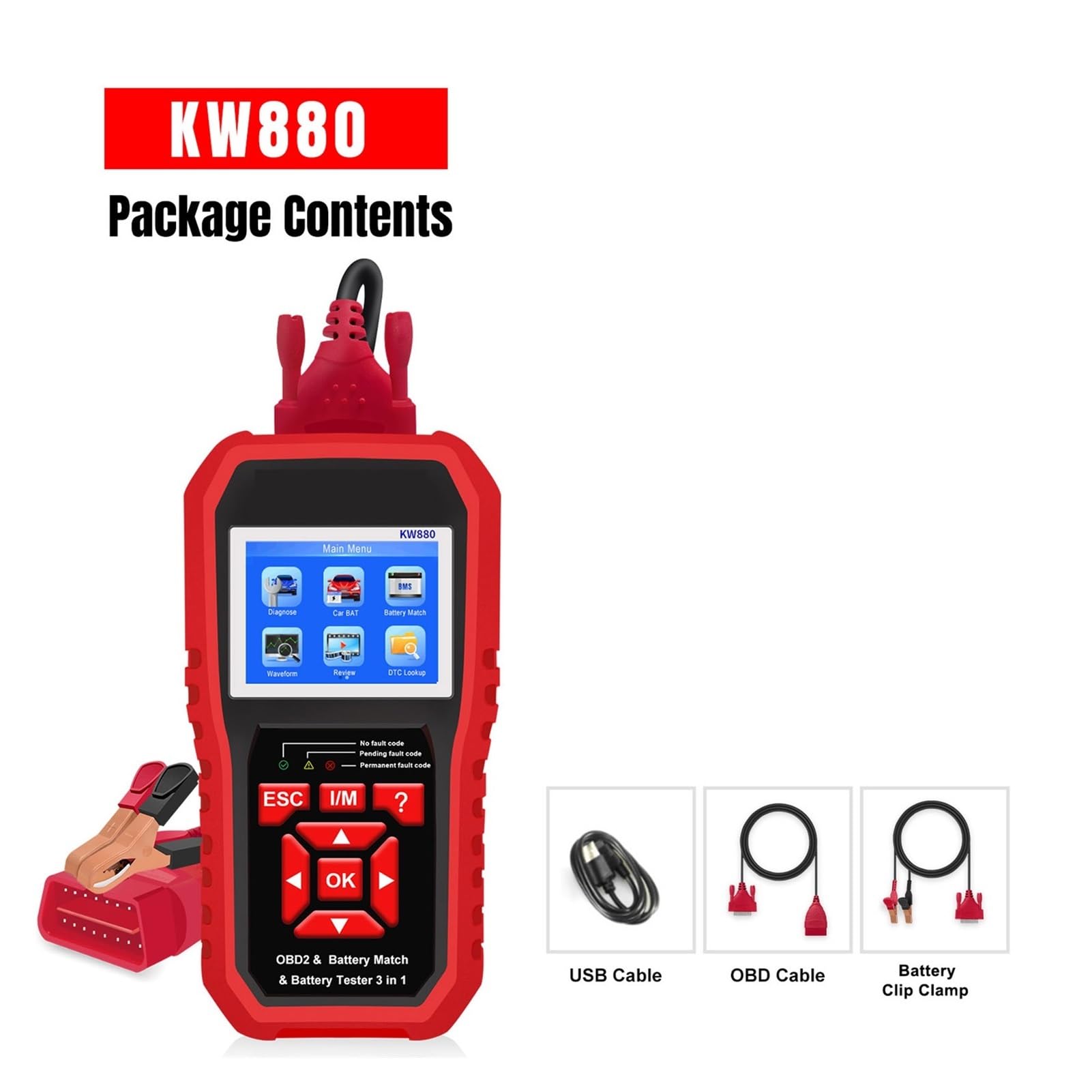 12V Testeur De Batterie De Voiture Analyseur Outil De Diagnostic Automatique Batterie Match 3 en 1 Scanner De Voiture Pleine Fonction