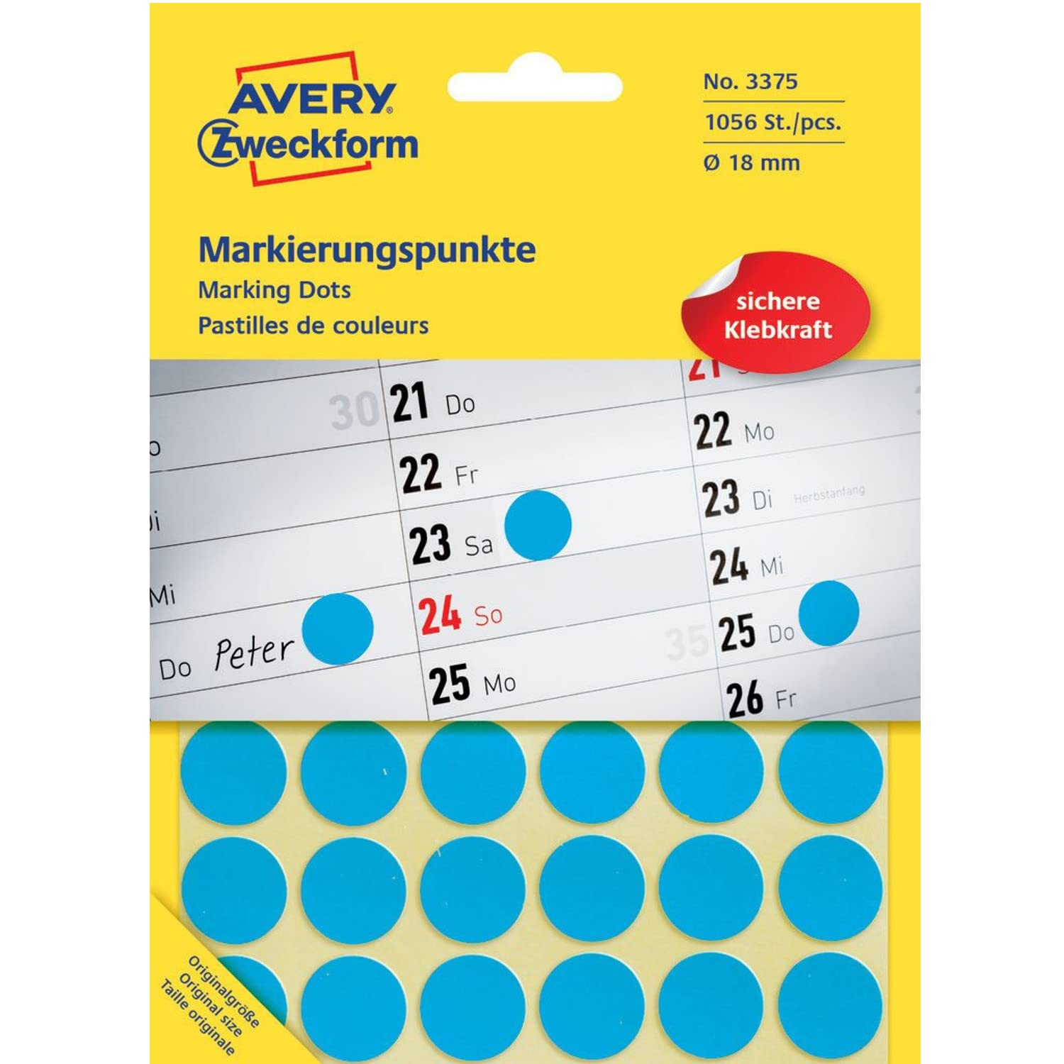 Avery Zweckform Colour Coding Dot Labels 18 mm Blue