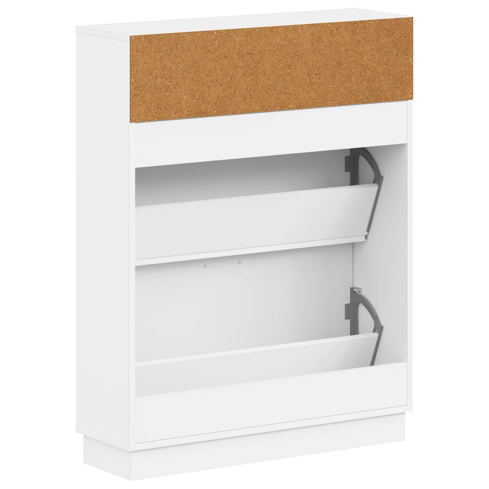Armoire à Chaussures HOORN 78x24x100 cm Bois Composite Blanc