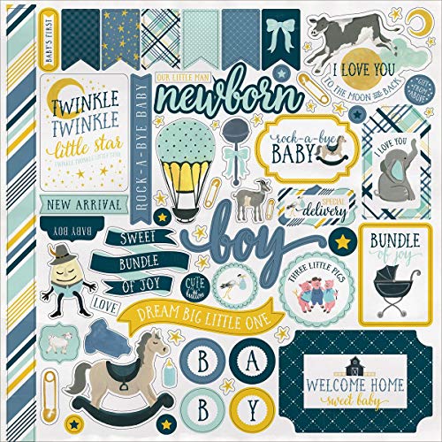 Rock-A-Bye Baby Boy Cardstock Stickers 12