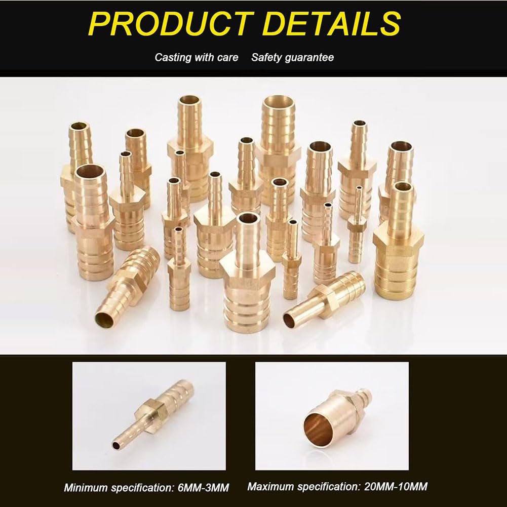 Racores de empalme con espiga de latón, Accesorios de púas for manguera latón, empalmador reductor, varios tamaños, paquete 5/10(14mm*8mm,10pcs)