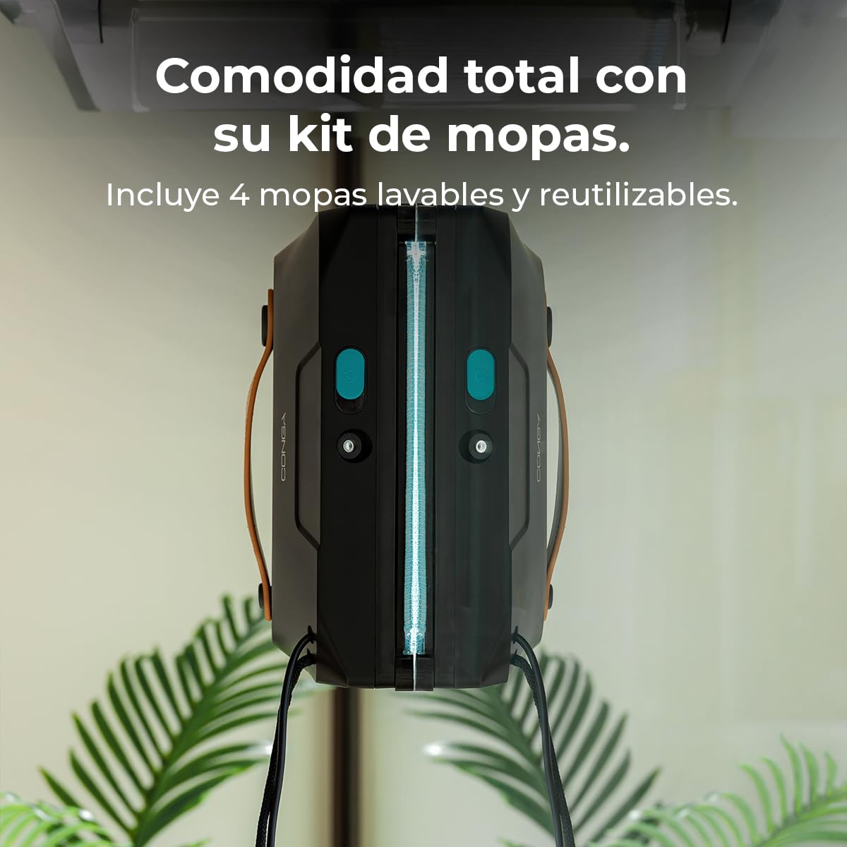 Cecotec Robot Limpiacristales con App y Mando Conga Windroid 1390 Double Spray Connected. 3 en 1, Pulveriza, Limpia y Seca, Doble Spray, 8 Modos, Radio Acción 7,5m, Cuerda de Seguridad, Kit Limpieza