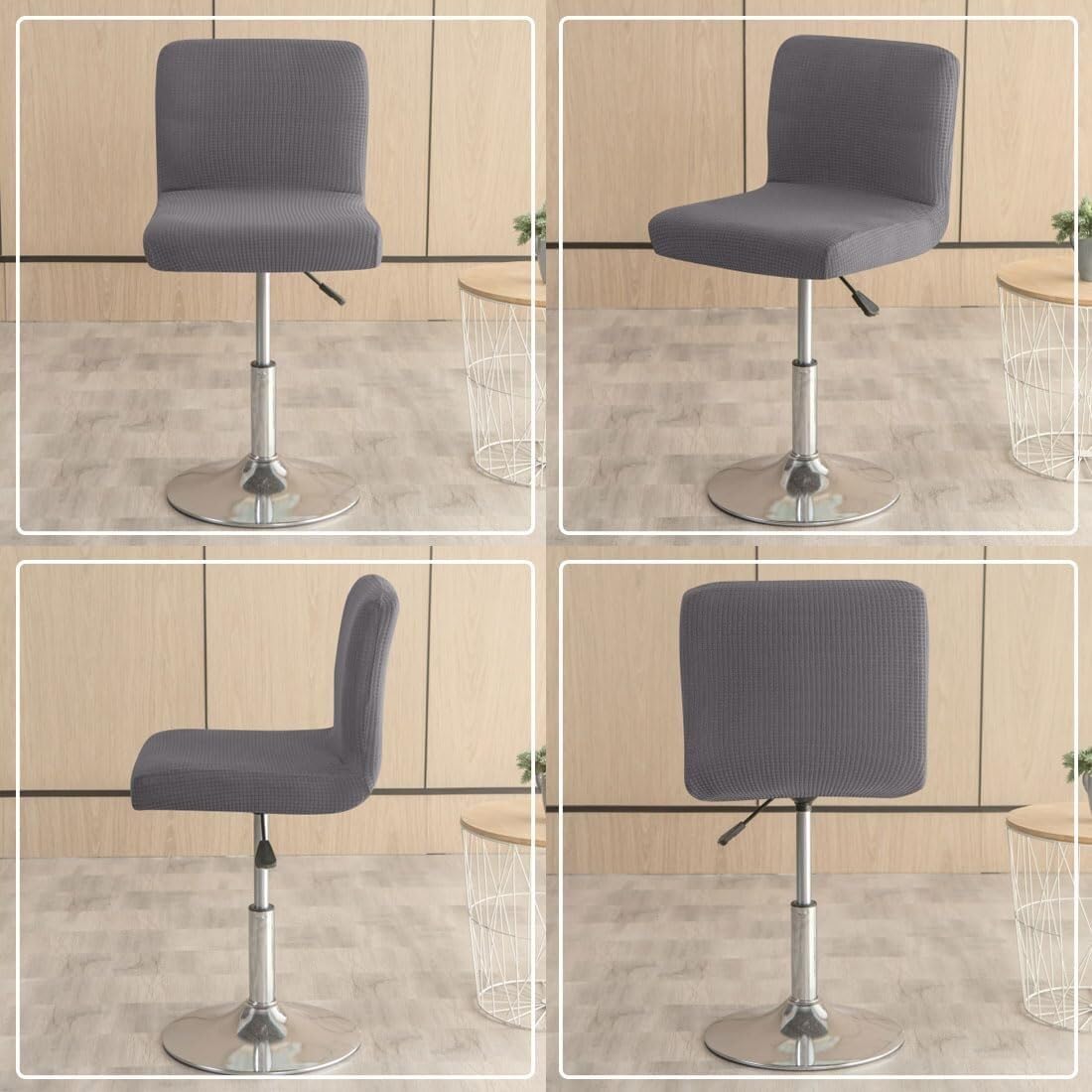 Funda for Taburete de Bar con Respaldo, Impermeable, elástica, for Silla Alta de Bar, Lavable, giratoria, for Comedor(Gris Foncé,Lot de 4)