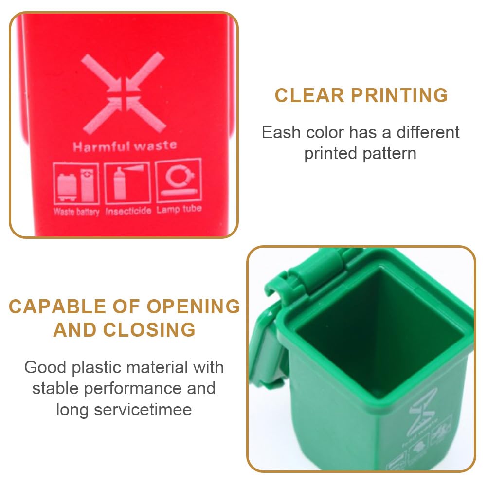 5 Piezas Bote De Basura Pequeño, Juguete De Botes De Basura para Camión De Basura, Botes de Basura en Miniatura con Tapas Abiertas, Mini Cubo de Basura, Mini Cubo de Basura para Niños