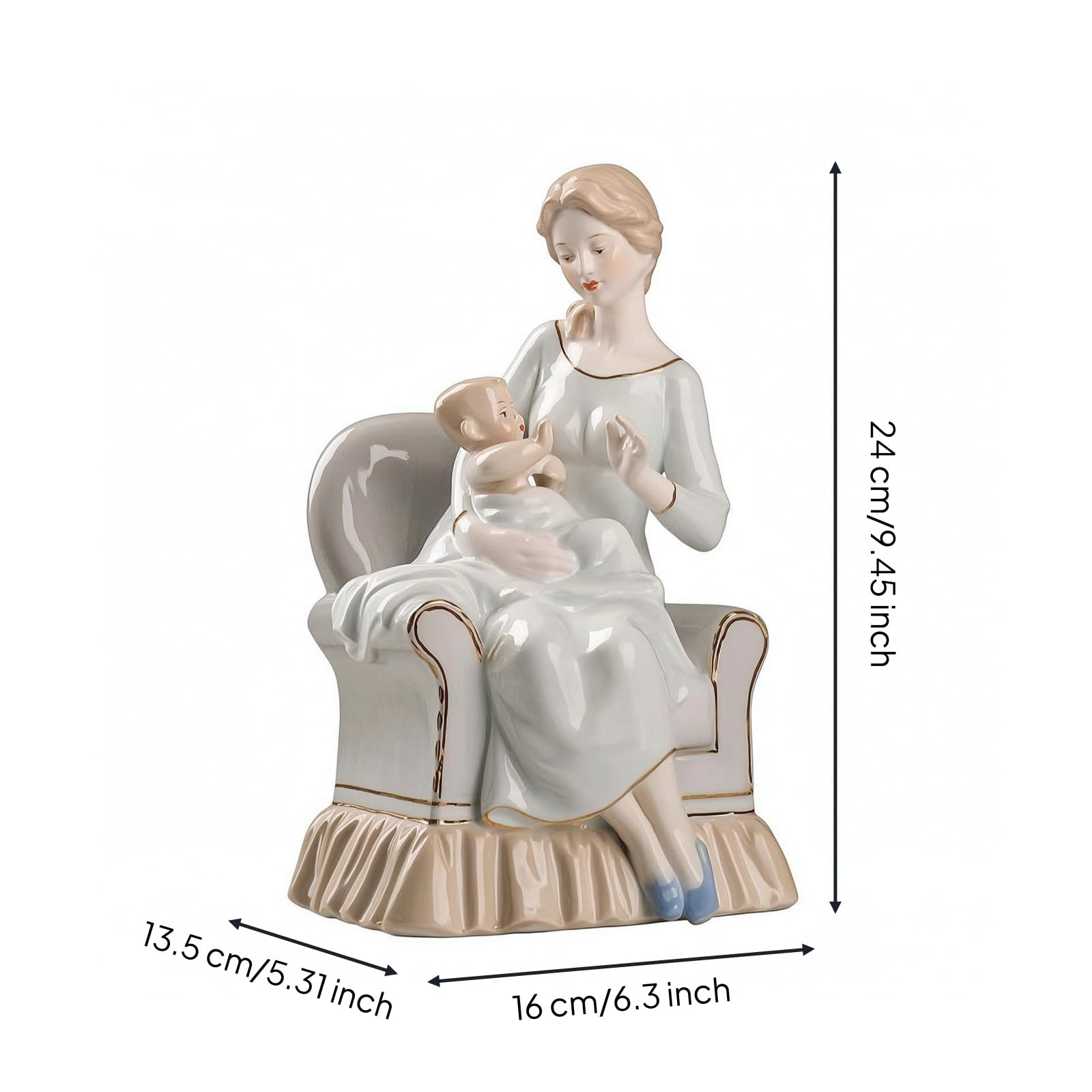 F Fityle Figura de Cerámica Hijo Estatua Escultura Adorno Escultura Decorativa de Mesa con Trazos Pintados a Mano y Suavizados Adecuada para Sala de Estar
