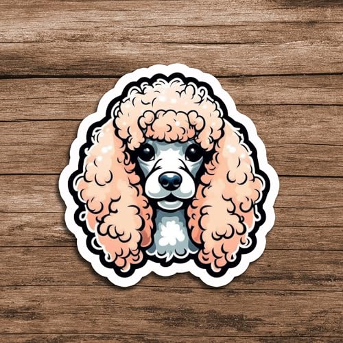 Image of Cute Poodle Dog Sticker Vinyl Decal Waterproof Dog Lover Sticker for Laptop Water Bottle Car Notebook Window Pet Lover Gift Puppy Dog 5 Inch