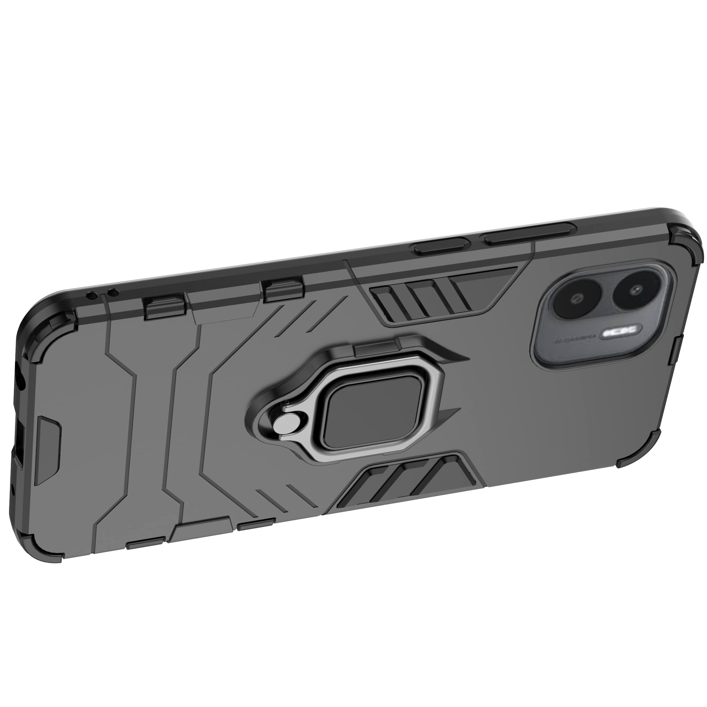 PHASE Cover per Xiaomi Redmi A1, Protezione Posteriore in Vetro temperato 9H + Silicone TPU Custodia -7