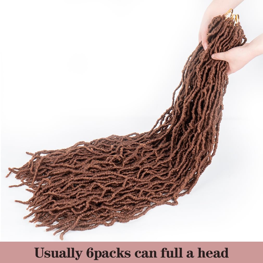 Soft Faux Locs Crochet Hair - 30 Inch Goddess Braids Synthetic Extensions, 6 Packs/90g for Women (#30), 30#, 30 Inch (Pack of 6) - Image 3
