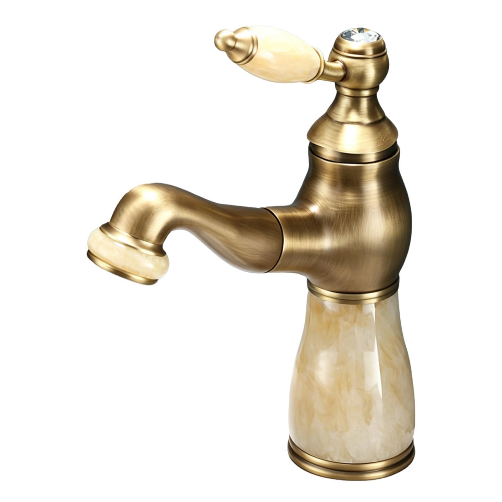 Waschtischarmatur, Antik Messing Badezimmer Wasserhahn mit Ausziehbarer Auslauf, Hochwertige Keramikkartusche, Warm Kaltwasser Armatur, Luxus Retro Waschbecken Mischbatterie