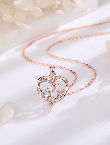Miniatura 3 de INFUSEU Collares únicos con iniciales para mujeres y niñas, joyería con letras de corazón pequeño, regalos personalizados significativos