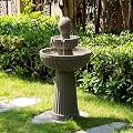 Puulye 37.80” H Outdoor Water Fountain Made with Eco-Friendly Recyclable Materials, Polyethylene Cascading Waterfall Water Fountain Outdoor, Garden Decor with LED Light for Patio, Backyard (Andesite)