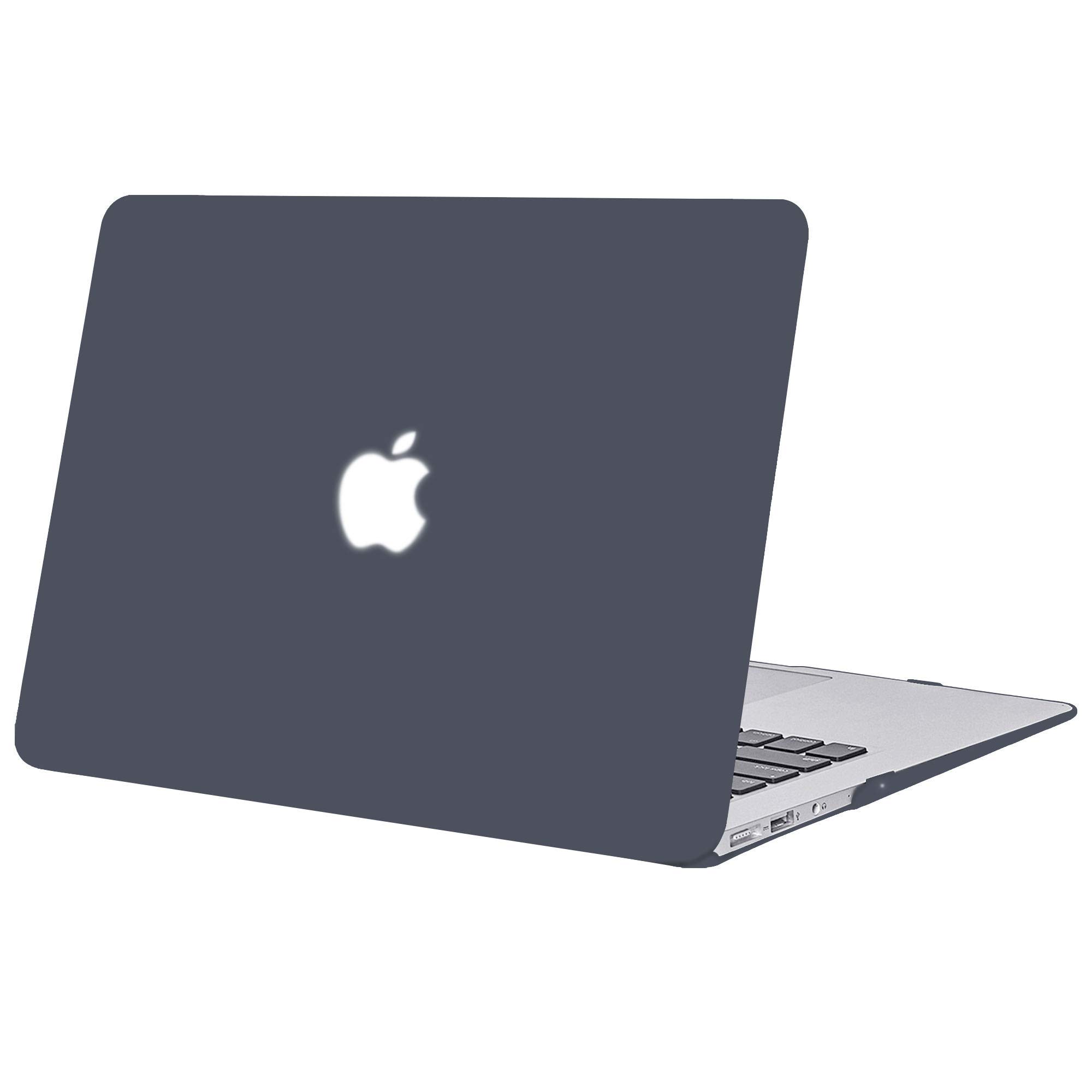 TECOOL Cover compatibile con vecchio MacBook Air 13 Pollici 2017-2010 (A1466 1369), Custodia Rigida Protettiva Sottile in Plastica Superficie Opaca e Copritastiera UE, Grigio-Nero