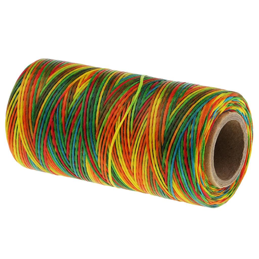 Juego de 5 hilos encerados planos 150D de 1 mm de color arcoíris para costura de cuero