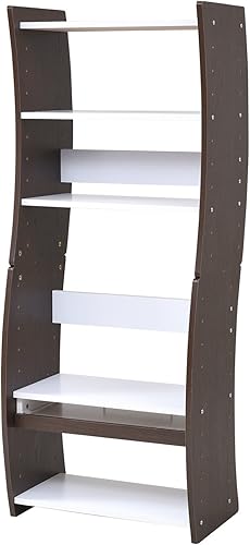 FWD-0208-WHDB - Escritorio para computadora de 4 vías, color blanco y marrón oscuro