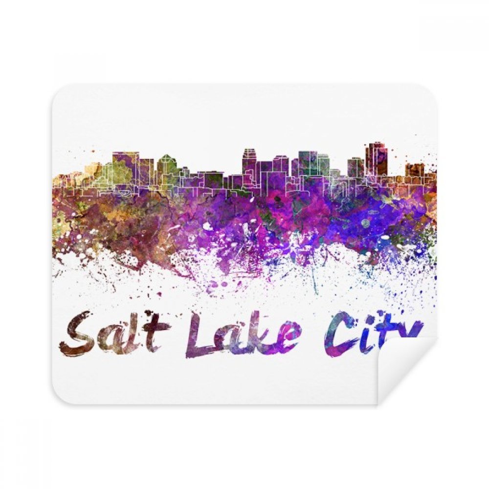 Salt Lake City America City Watercolor Cleaning Cloth Screen Cleaner 2pcs Suede Fabric