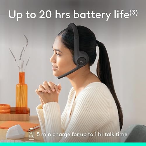 Miniatura 8 de Logitech Zone 301 - Auriculares inalámbricos Bluetooth con micrófono de cancelación de ruido, compatibles con Windows, Mac, Chrome, Linux, iOS,