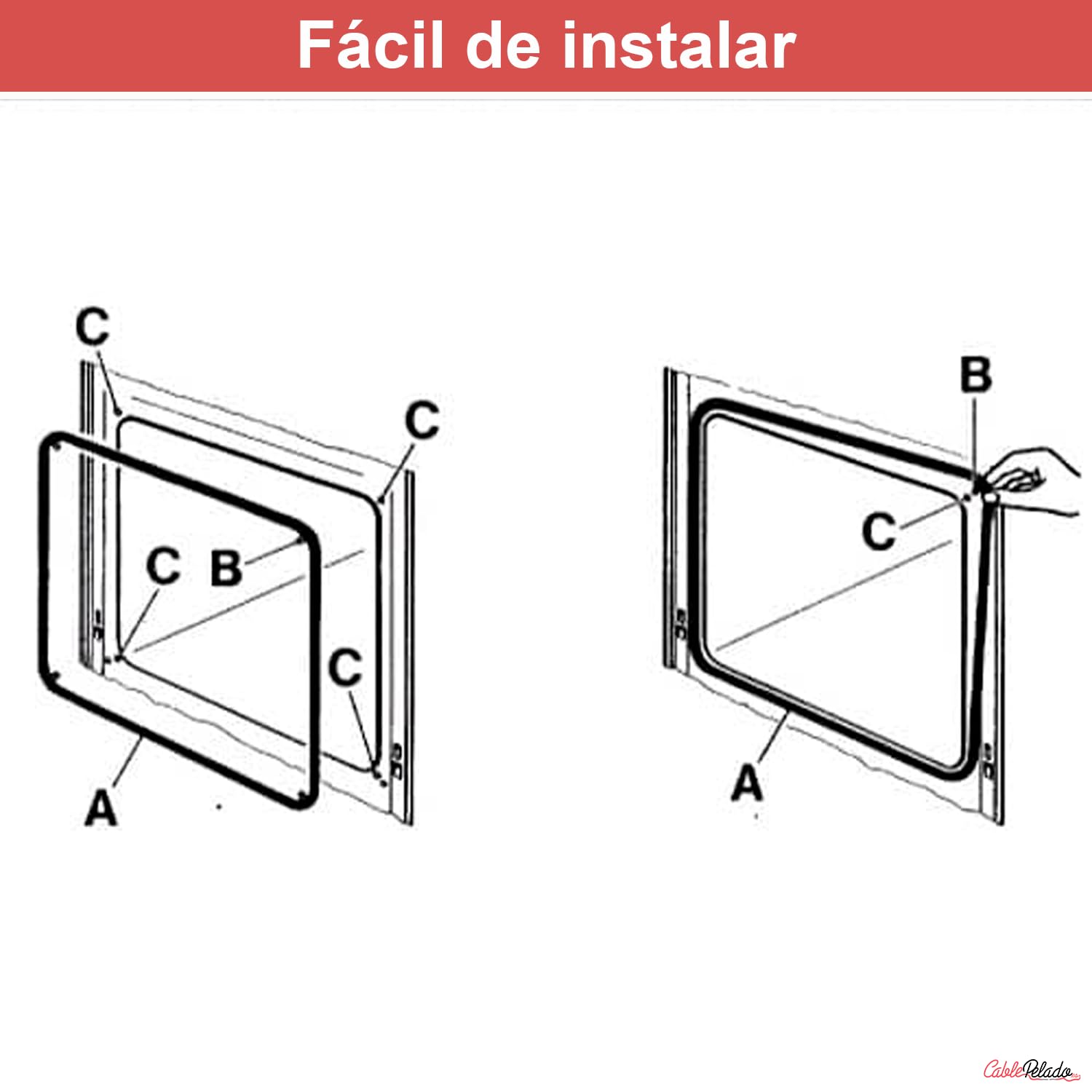 CABLEPELADO - Junta para Puerta de Horno Eléctrico 430 x 325 mm | Goma de Sellado de Silicona Térmica | Compatible con Balay, Bosch, Siemens, Neff y Constructa | Color Negro — view 3