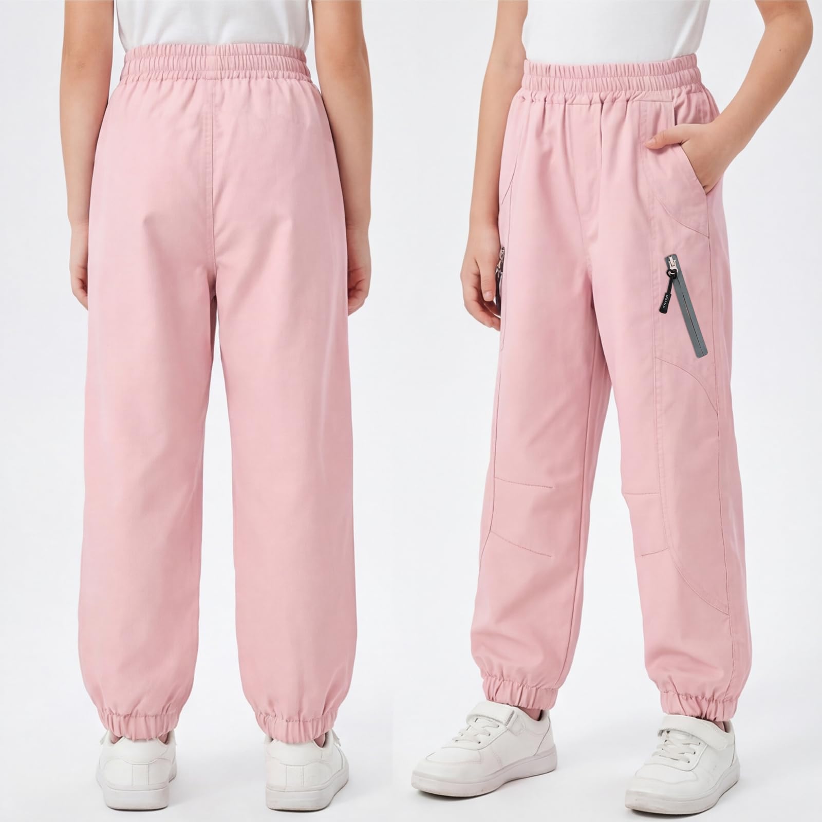 Pantalones Softshell para niños, Transpirables Impermeables Forro de Malla Pantalón con Bolsillos para Niños Niñas, Pantalones de para Trekking Senderismo Outdoor montaña, 7-14 años