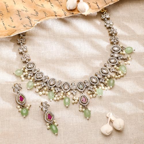 Image of Rubans AD Zircon Designer Drop Necklace Set for Women Stylish