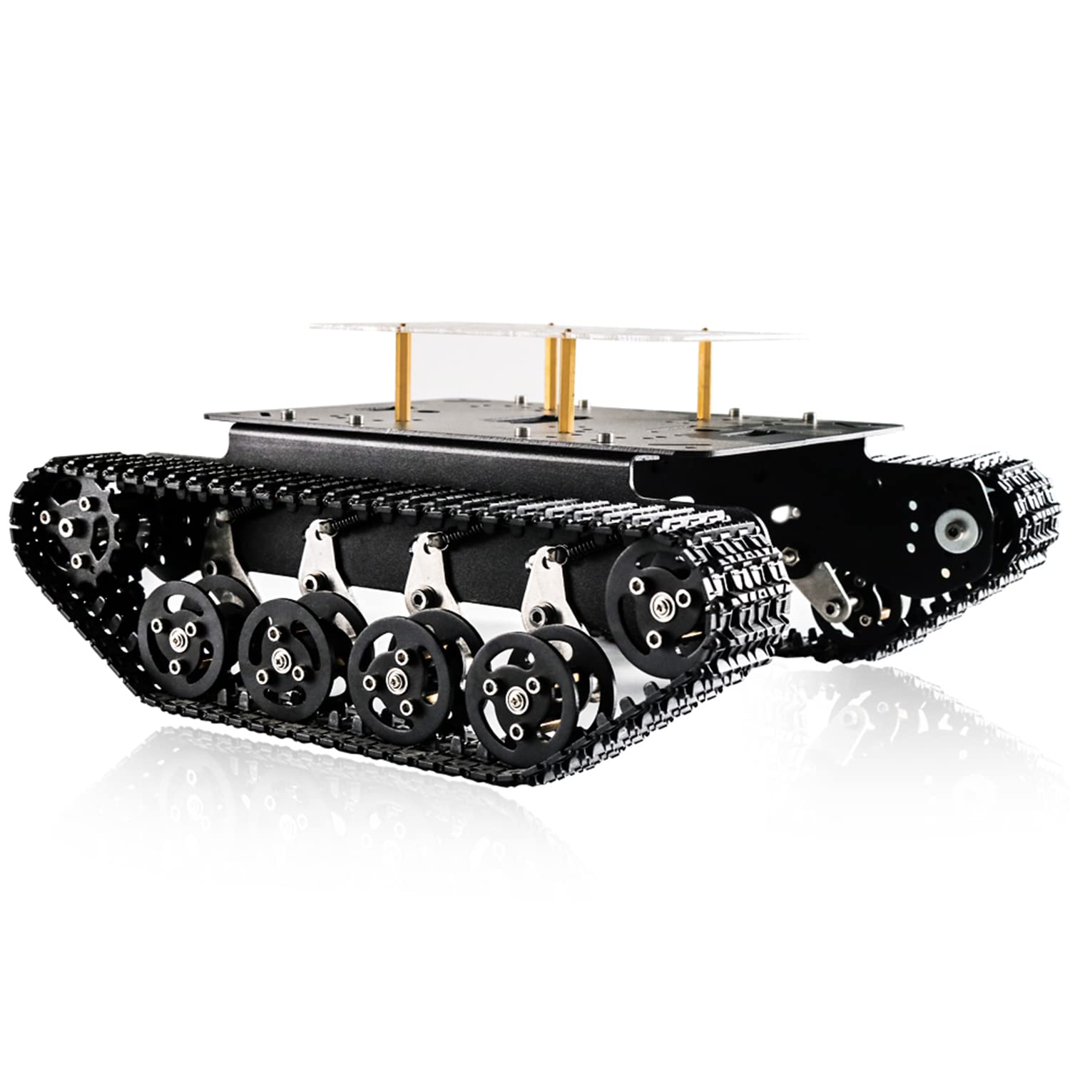 professional shock absorption robot tank car chassis with dc encoder motor for arduinoraspberry pie tracked suspension absorbing vehicle remote control track crawler damping vibration caterpillar