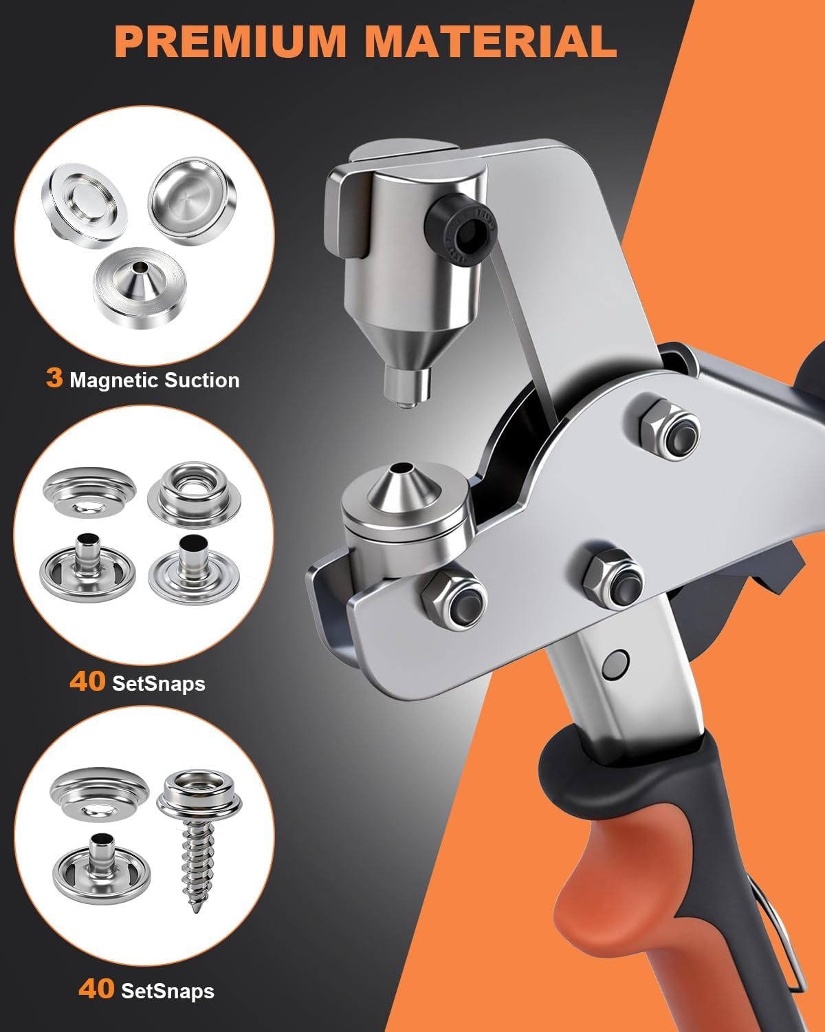 UCEC Snap Fastener Tool & Heavy Duty Snap Fastener Kit with 280 pcs 15mm Boat Cover Snaps, Professional Snaps Installation Tool for Boat Covers, Tarps, Leather & Fabric Repair