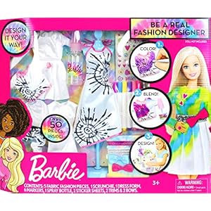 Barbie Tie-Dye Fashion Designer Kit – DIY Design Set for Girls with Dresses, Markers, Stickers & Tools – Create Real Barbie Outfits, Craft Activity for Kids Ages 6+
