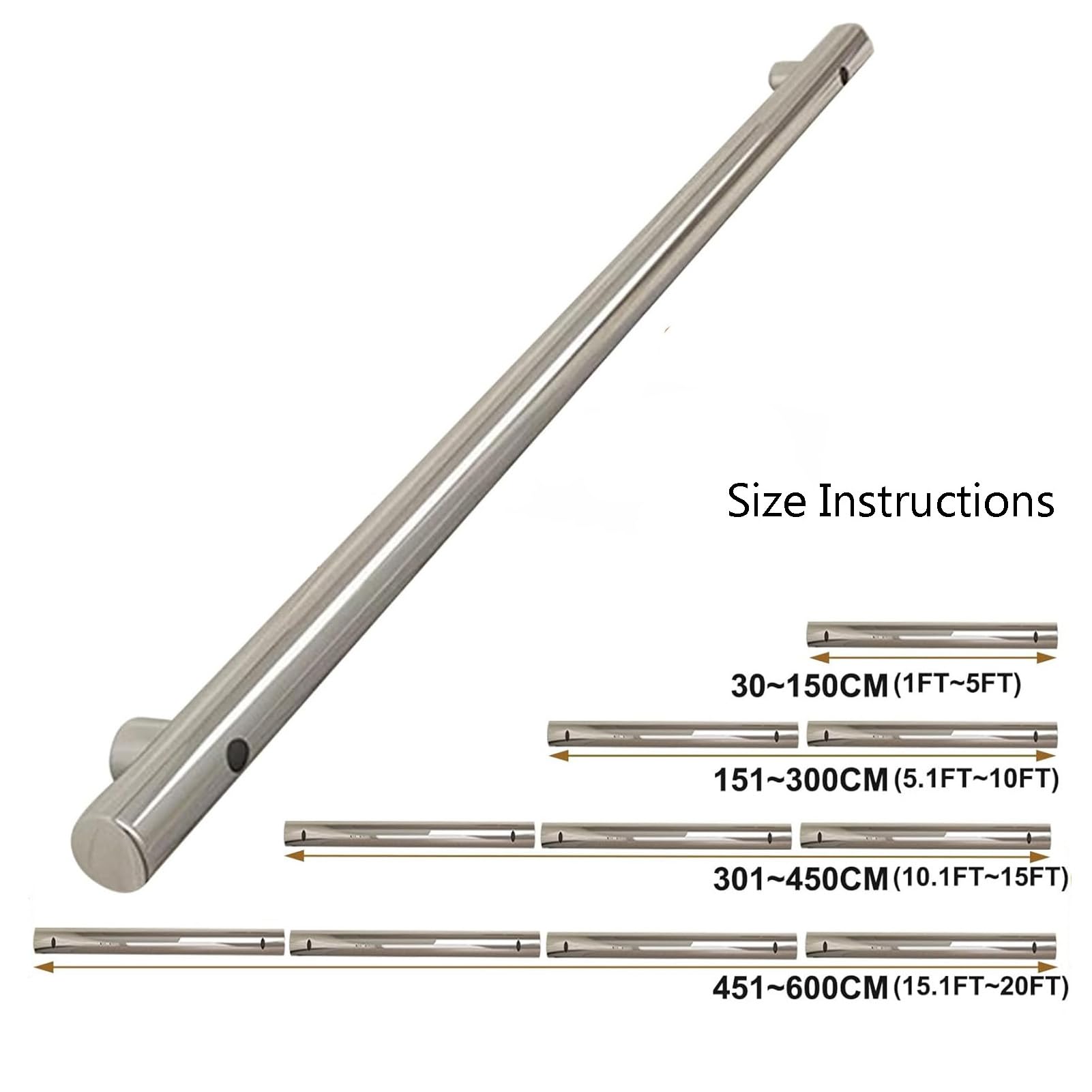 Barandillas Antideslizantes de Acero Inoxidable para escaleras, Kit de barandilla con Varilla de Soporte de 100 cm para barandillas de escaleras Interiores, de hospitales y hogares
