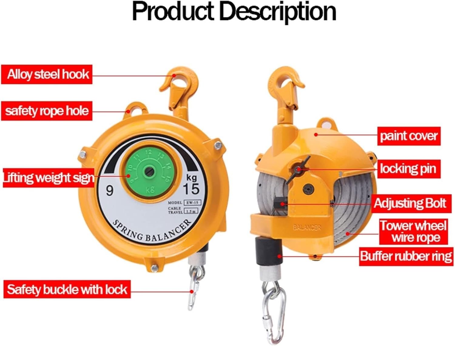 Spring Balancer, Adjustable Spring Balancer Tool Holder with Alloy Steel Hook, Tool Balancing Lifting Jack for Factory and Workshop, Reduce Personnel Fatigue, 1-3/3-5/5-9kg (Size : 1-3kg)